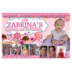Gumdrops , Lollipops and Sweet Galore Birthday and Christening Banner with Pictures - TGC 3 Design
