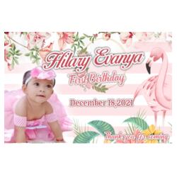 Pink Flamingo Birthday Banner with Pictures - TGB 12 Design