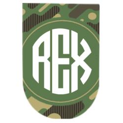 Camouflage Full Background, Three Letter Changeable Initials Metallic Keychain Design