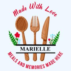 Made with Love, Meals and memories made here, Linen Pot Holder & Oven Mitt with Customizable Name, Kitchen Accessories - OM-004 Design