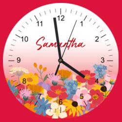 Floral Design Clock with Personalized Name - CFS-002 Design