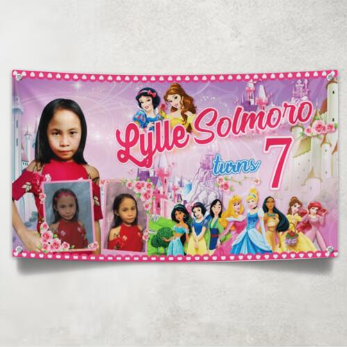 Princess Birthday Banner with Pictures - TGB 18 Thumbnail
