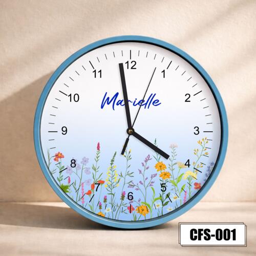 Floral Design Clock with Personalized Name - CFS-001 Thumbnail