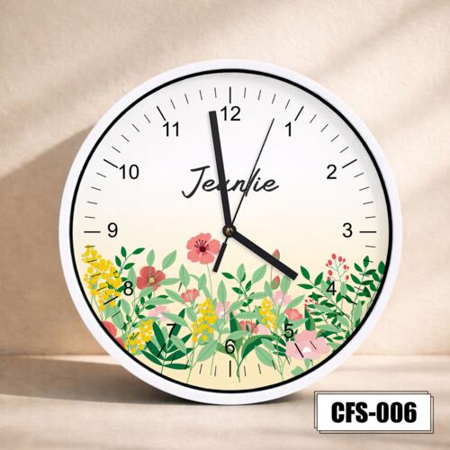 Floral Design Clock with Personalized Name - CFS-006 Thumbnail