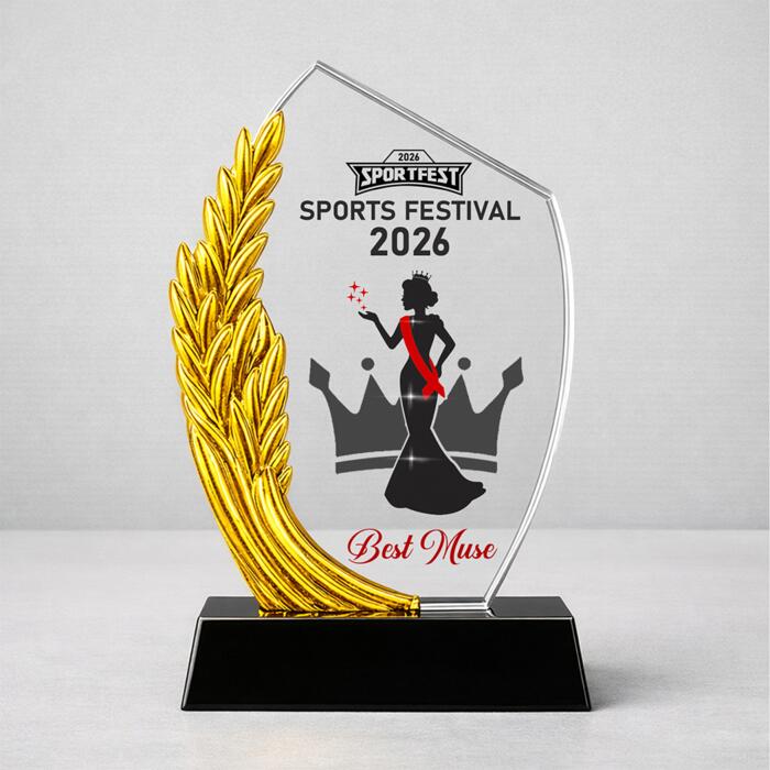Crystal Plaque Award for Sports Fest with Customizable Design Thumbnail