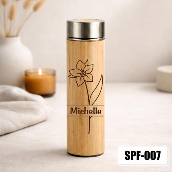 Personalized Bamboo Flask with Laser Engrave - SPF-007 Thumbnail