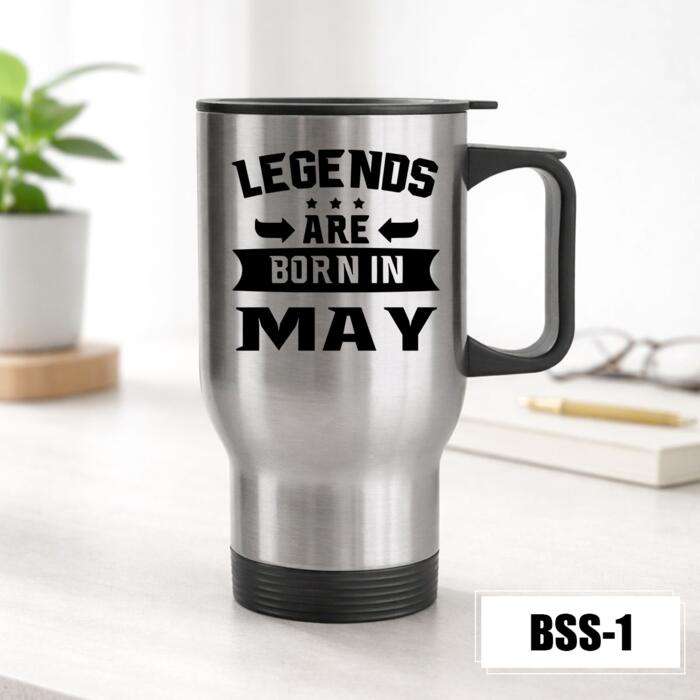 Personalized Silver Stainless Travel Mug with Customizable Design - BSS-1 Thumbnail