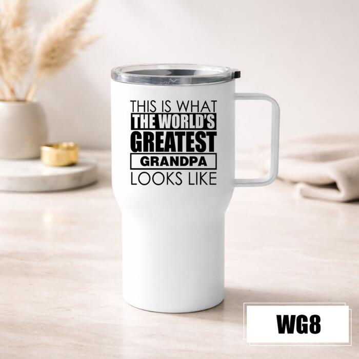 Personalized White Stainless Travel Mug with Customizable Design - WG8 Thumbnail