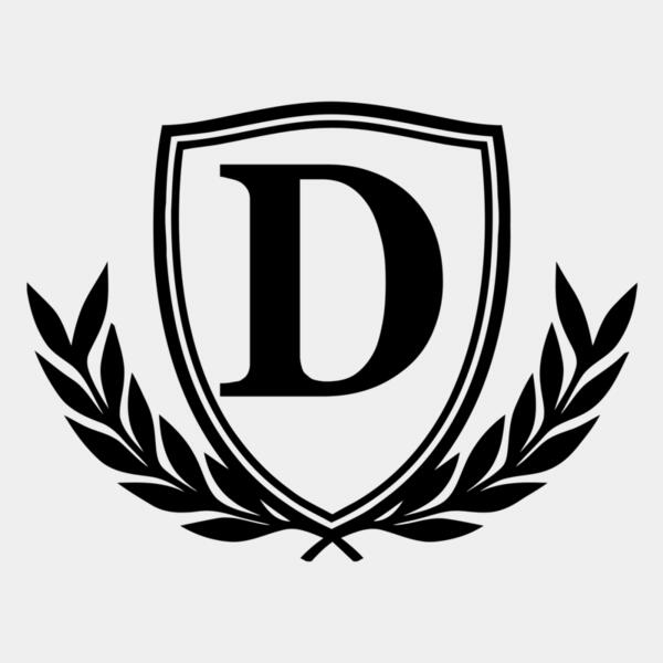 Leaves Shield - Black - (Letter D) - LMG5 Thumbnail
