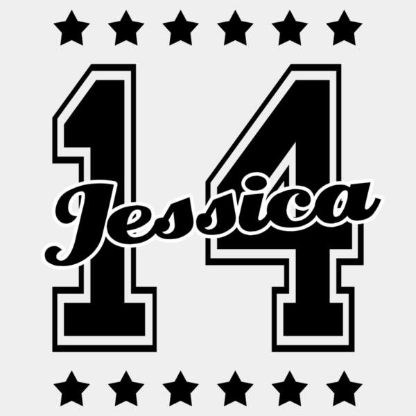 Name & Number - (Jessica) - (Number 14) - Black Stars - NN1 Thumbnail