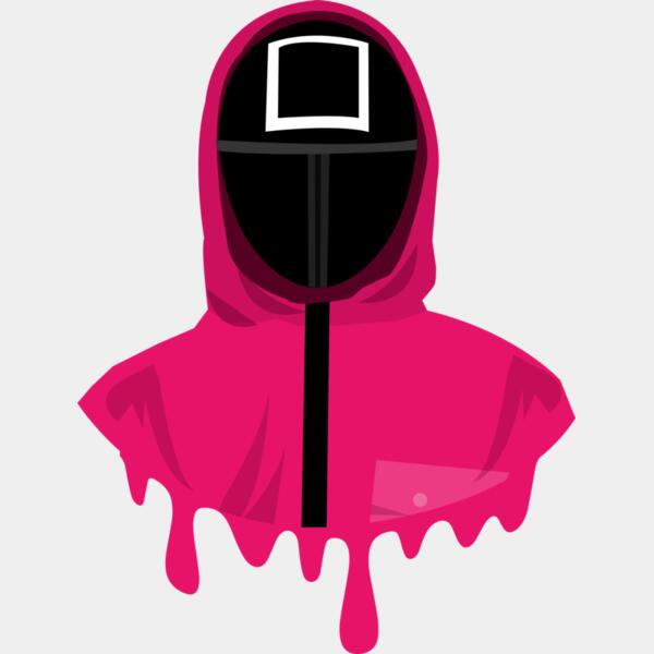Squid Game, Background, Cliparts, Solid Color, Black, White and Pink, JPEG, Square Mask Guy, Mens Design, Ladies Design, Digital Printing, Full Print, Shirts, Mugs, Keychain, Poloshirt, Jacket, Customizable, Popular, Personalized Gift - SQG 23 Thumbnail