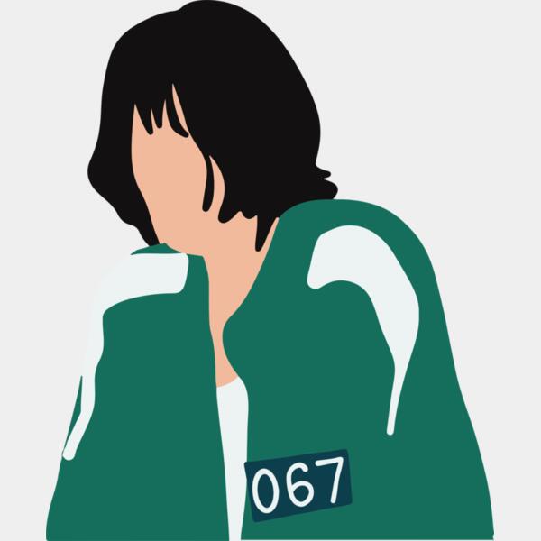 Squid Game, Background, Cliparts, Solid Color, Black, Teal, Blue and White, PNG, The North Korean Girl , Kang Sae-Byeok, Mens Design, Ladies Design, Digital Printing, Full Print, Shirts, Mugs, Keychain, Poloshirt, Jacket, Customizable, Popular, Personaliz Thumbnail