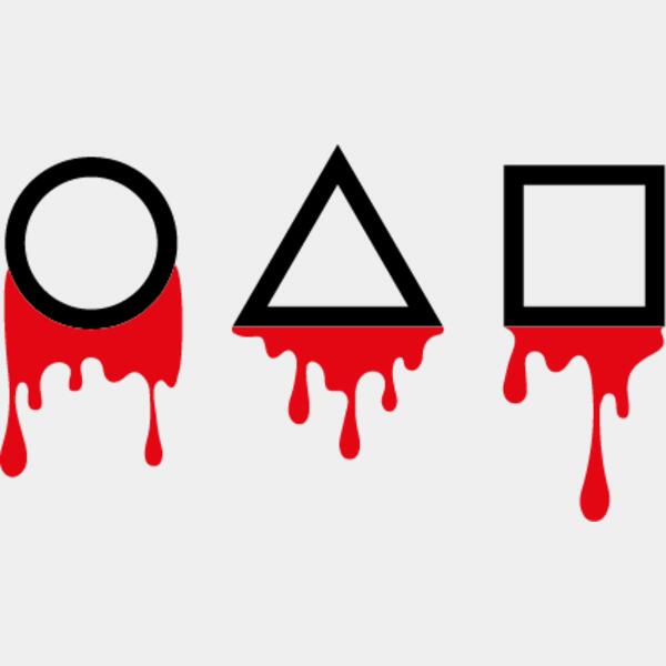 Squid Game, Background, Cliparts, Solid Color, Black, Gray, Red and White, PNG, Bloody Shapes, Circle, Triangle and Square Blood, Mens Design, Ladies Design, Digital Printing, Full Print, Shirts, Mugs, Keychain, Poloshirt, Jacket, Customizable, Popular, P Thumbnail