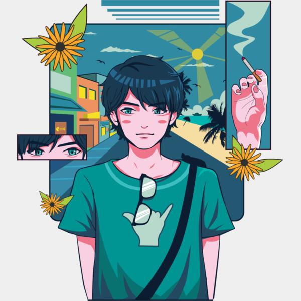 Anime, Boy Green Clipart, Anime Japanese Style, AJS-4 Thumbnail