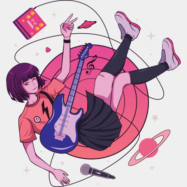 Anime, Girl into Music Clipart, Anime Japanese Style, AJS-9 Thumbnail
